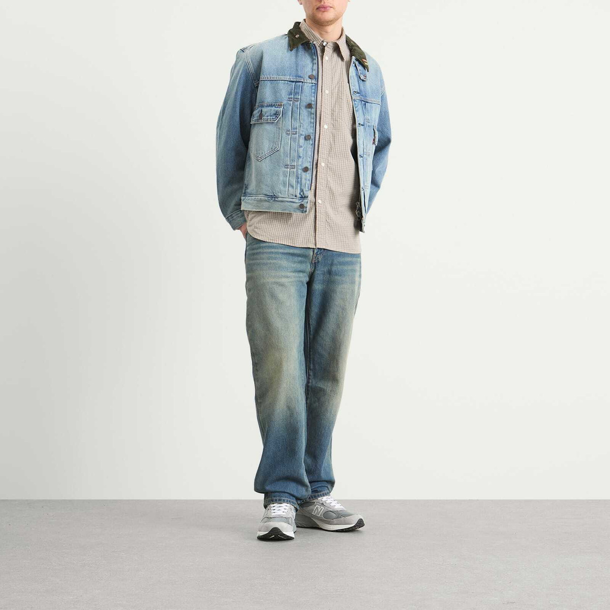 Levi's Men's X Barbour 568 Loose Jeans in Dark Worn In Levi's Red
