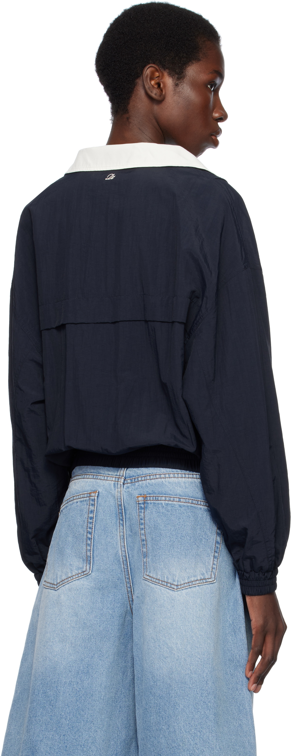 【関税込み】Dunst ネイビー Blocking Wind Breaker ジャケット Dunst: ネイビー Blocking Wind Breaker ジャケット | SSENSE 日本