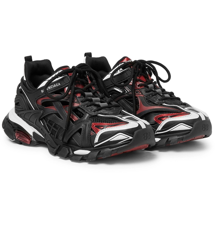 Photo: Balenciaga - Track 2 Nylon, Mesh and Rubber Sneakers - Black