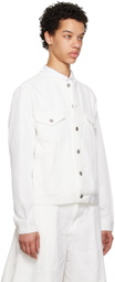 Black Comme des Garçons White Collarless Jacket
