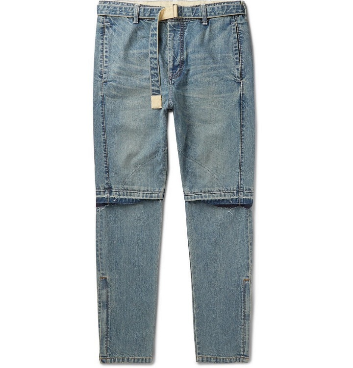 Photo: Sacai - Tapered Zip-Detailed Denim Jeans - Navy