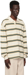 Uniform Bridge Off-White & Green Striped Polo