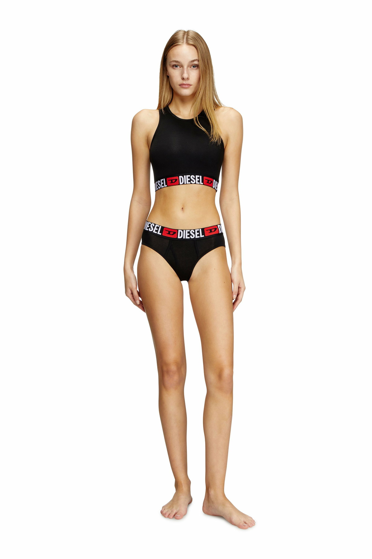 Diesel Three-pack briefs with maxi-logo waist - Panties Womens in Black