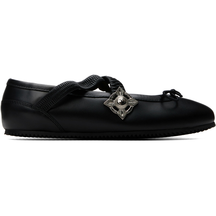 Photo: Toga Pulla Black Leather Ballerina Flats