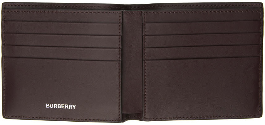 Leather card wallet Burberry Burgundy in Leather - 34011794