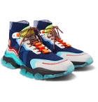 Moncler - Leave No Trace Leather, Suede and Mesh Sneakers - Blue