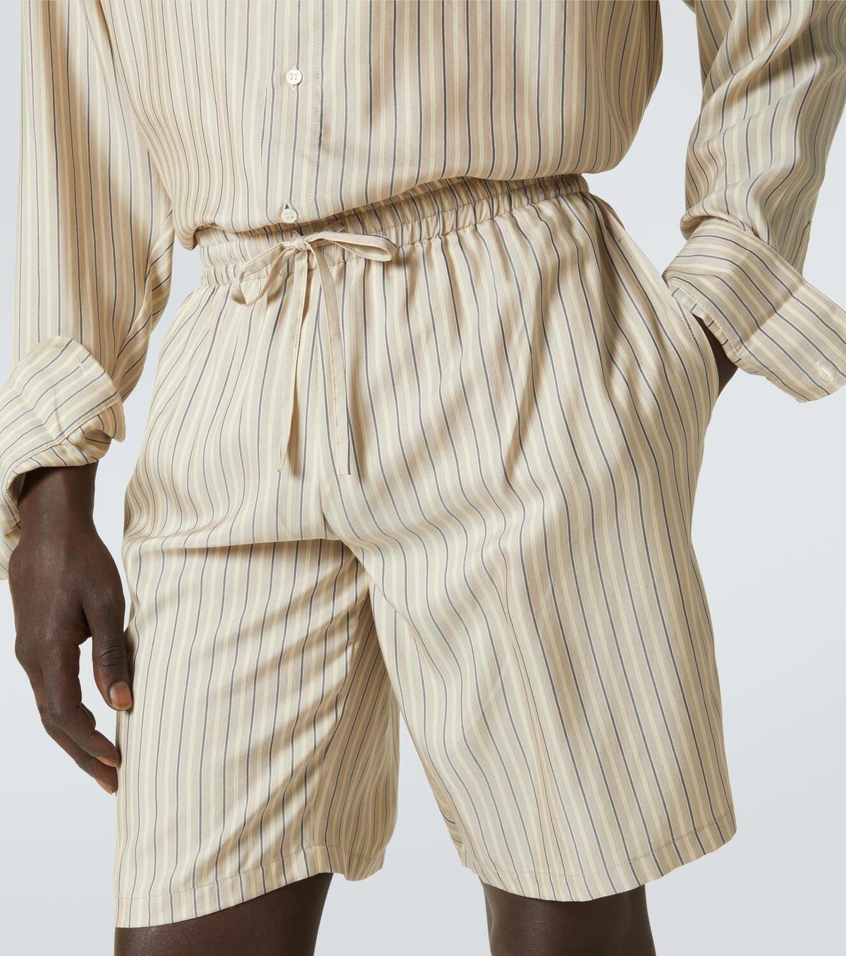 Le Kasha Striped silk shorts