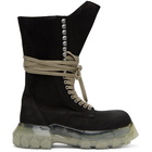 Rick Owens Black Suede Mega Bozo Combat Boots