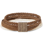 SAINT LAURENT - Shell and Braided Suede Bracelet - Brown