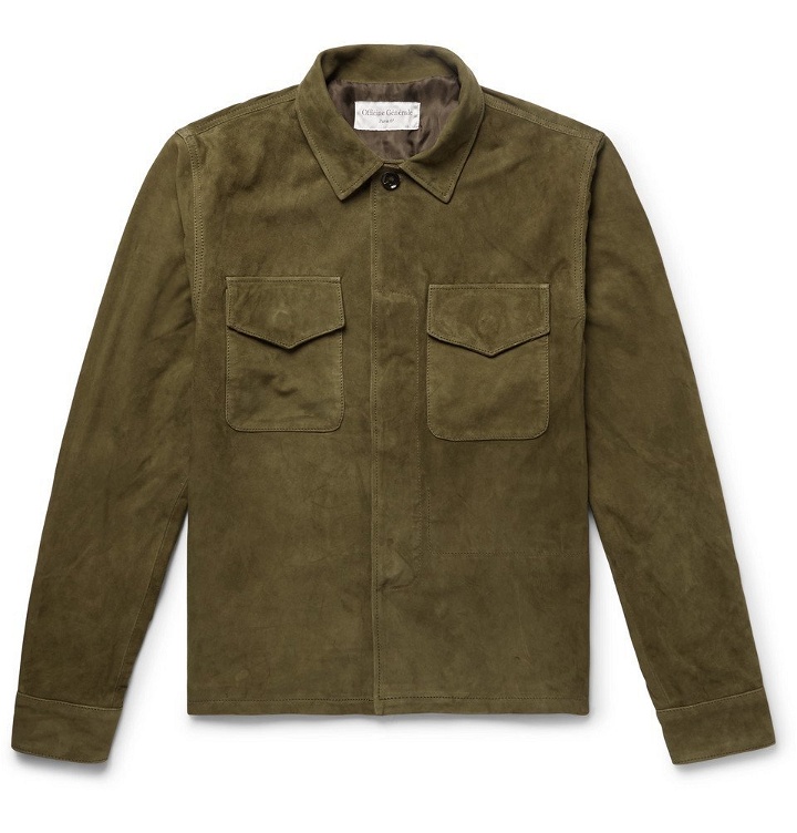Photo: Officine Generale - Marine Suede Shirt Jacket - Army green