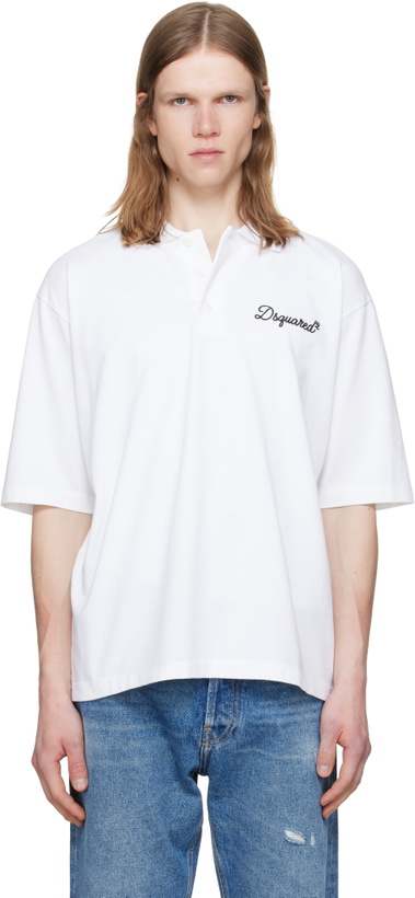 Photo: Dsquared2 White 'Dsquared2 Signature' Tennis Fit Polo