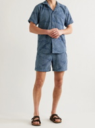 OAS - Straight-Leg Cotton-Terry Jacquard Drawstring Shorts - Blue