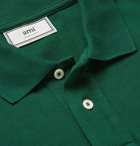 AMI - Logo-Appliquéd Cotton-Piqué Polo Shirt - Green