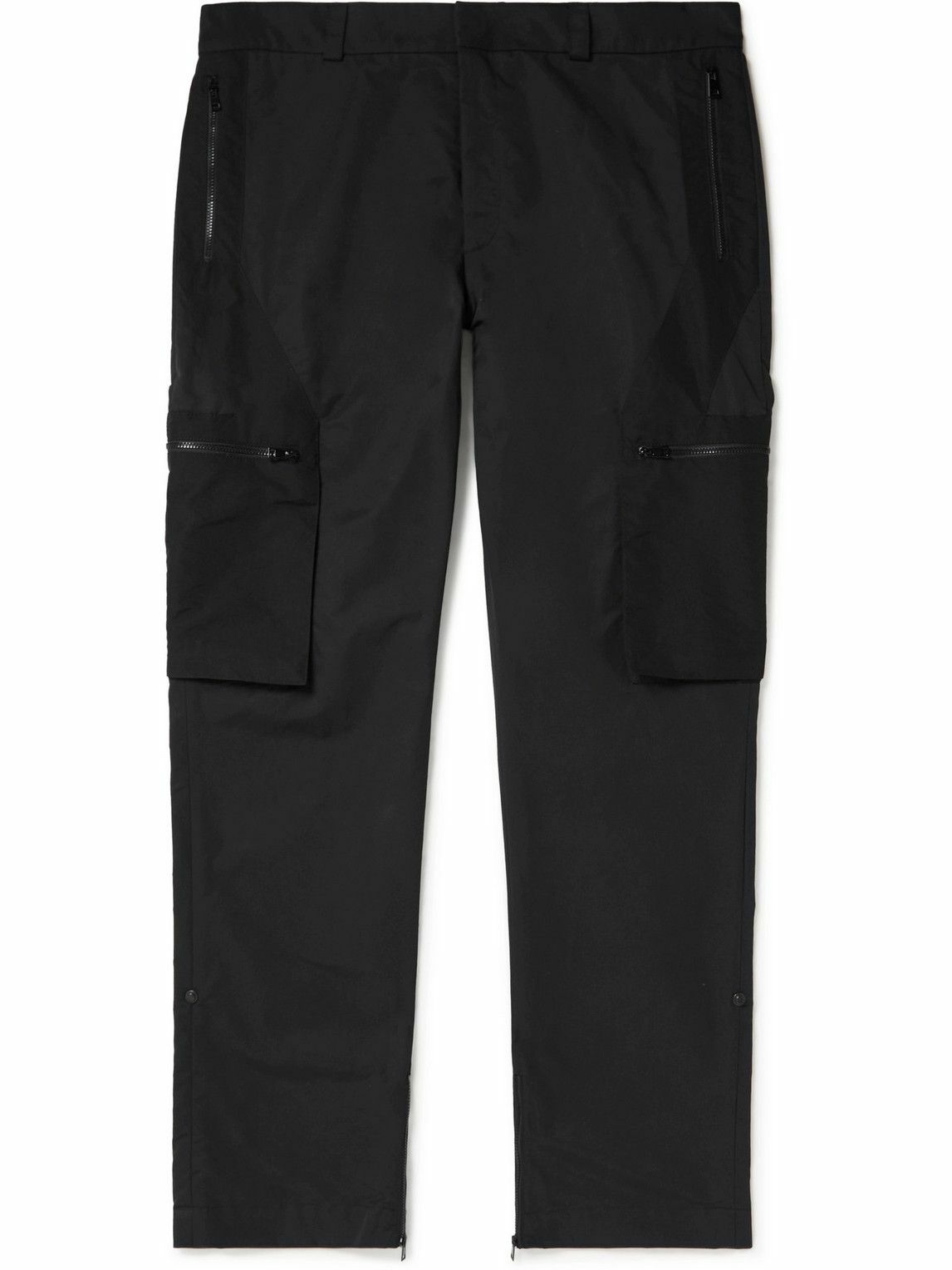 SAIF UD DEEN - Straight-Leg Panelled Cotton-Blend Shell Cargo Trousers - Black