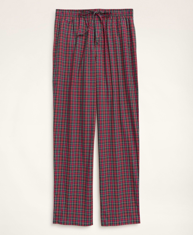 Photo: Brooks Brothers Men's Cotton Broadcloth Tartan Lounge Pants | Red