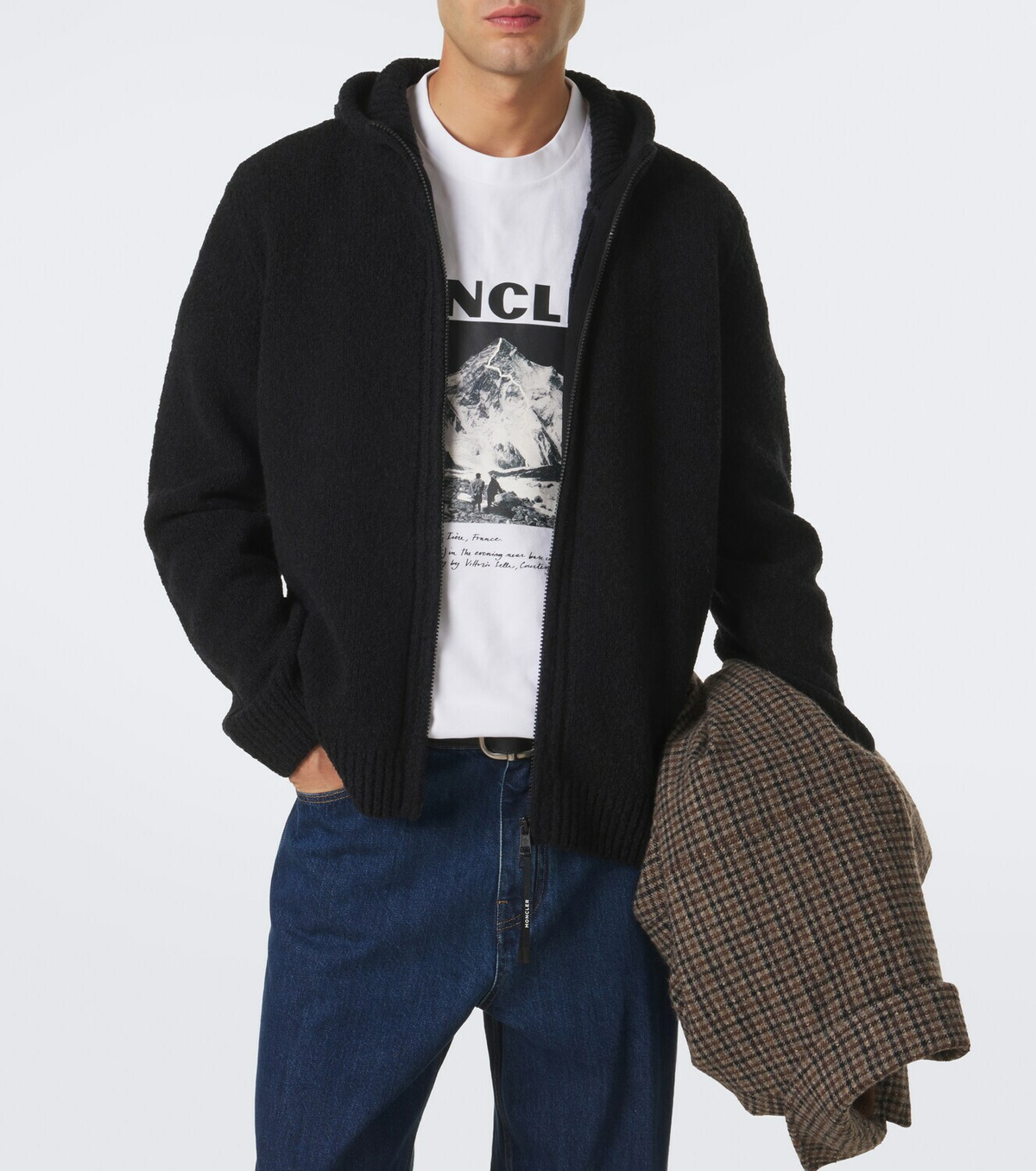 Moncler Wool-blend bouclé zip-up hoodie