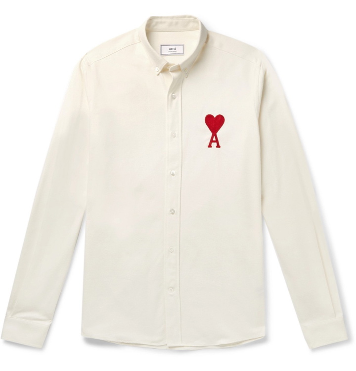 Photo: AMI - Logo-Appliquéd Cotton Shirt - White