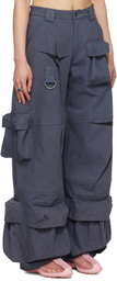Collina Strada Blue Garden Denim Cargo Pants