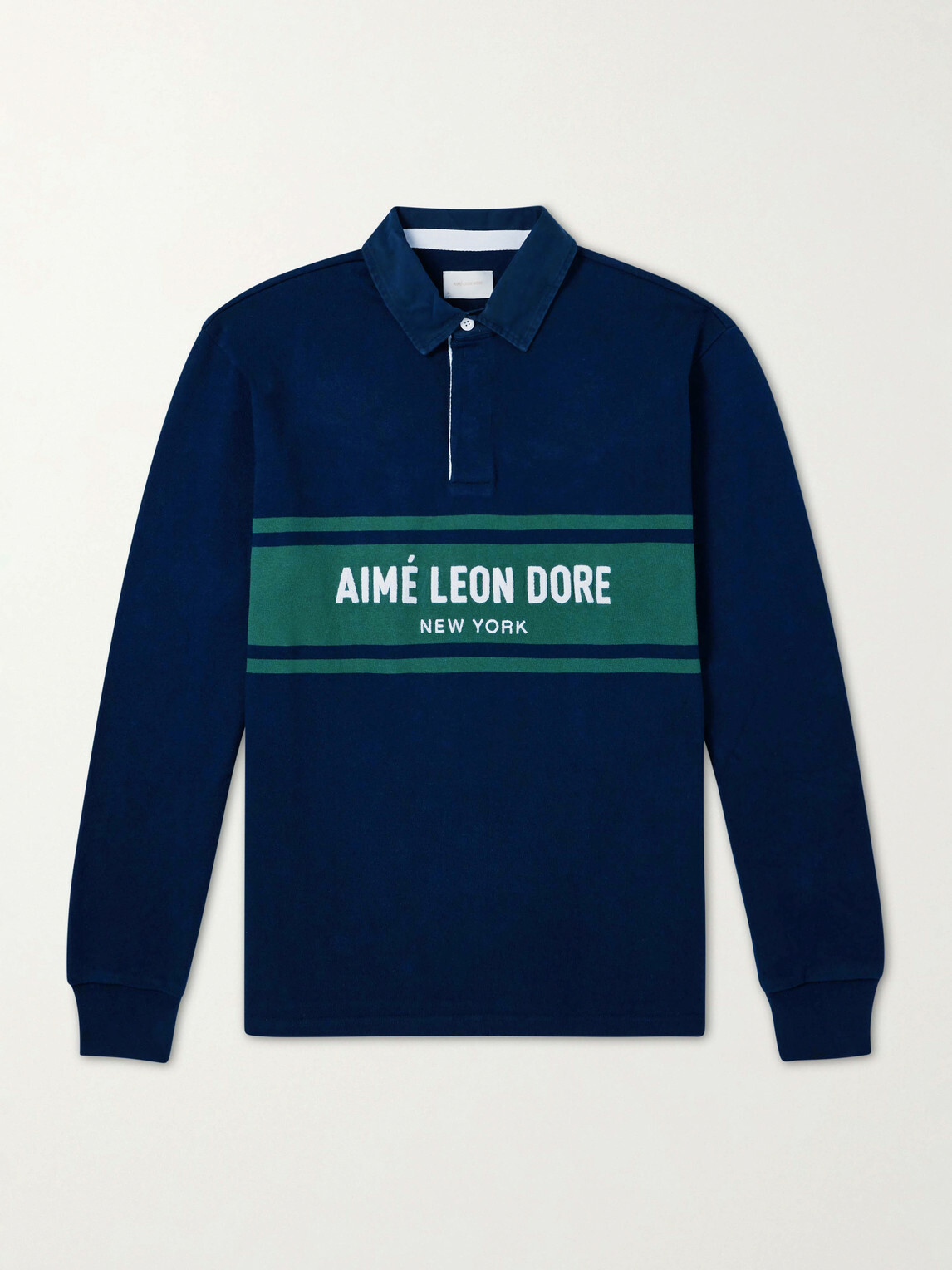 Aimé Leon Dore - Logo-Embroidered Cotton-Jersey Polo Sweater - Blue