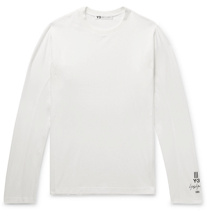 Photo: Y-3 - Logo-Embroidered Stretch-Cotton Jersey T-Shirt - Men - White