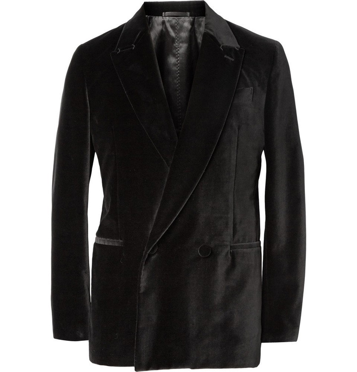 Photo: Berluti - Black Unstructured Double-Breasted Velvet Blazer - Men - Black