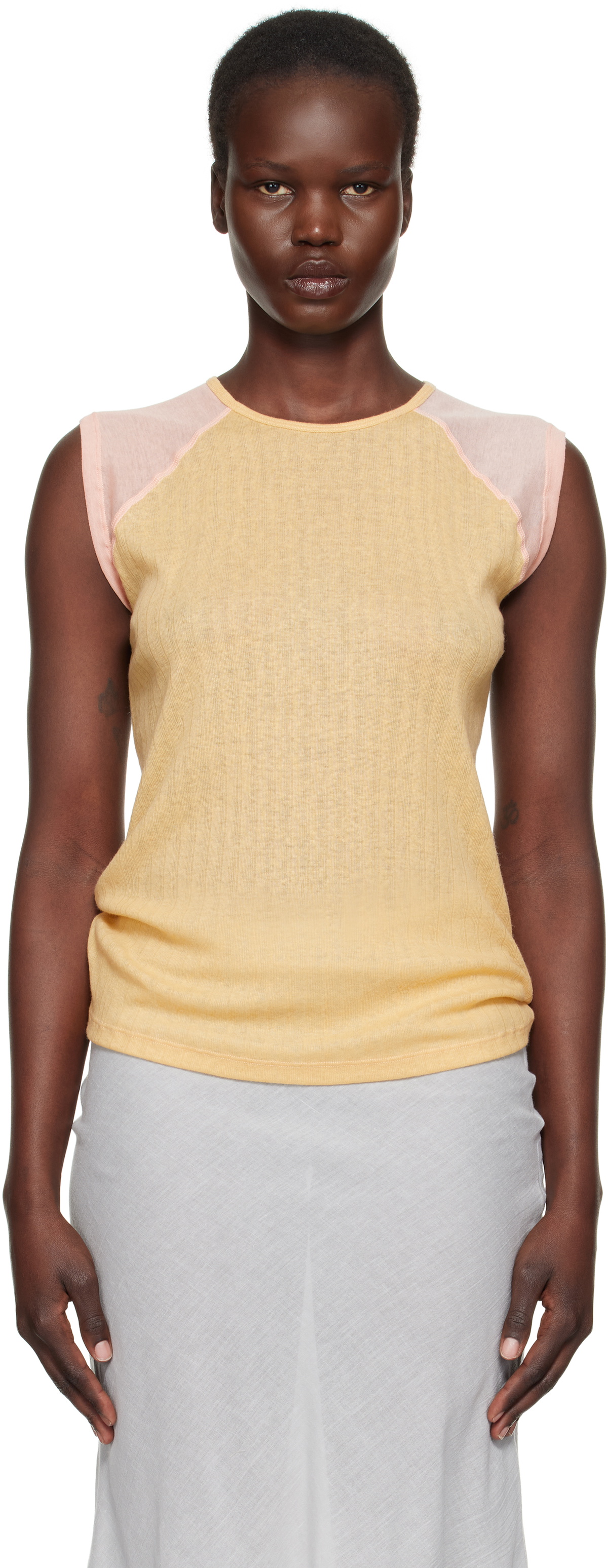 Baserange Beige & Pink Gene Tank Top Baserange