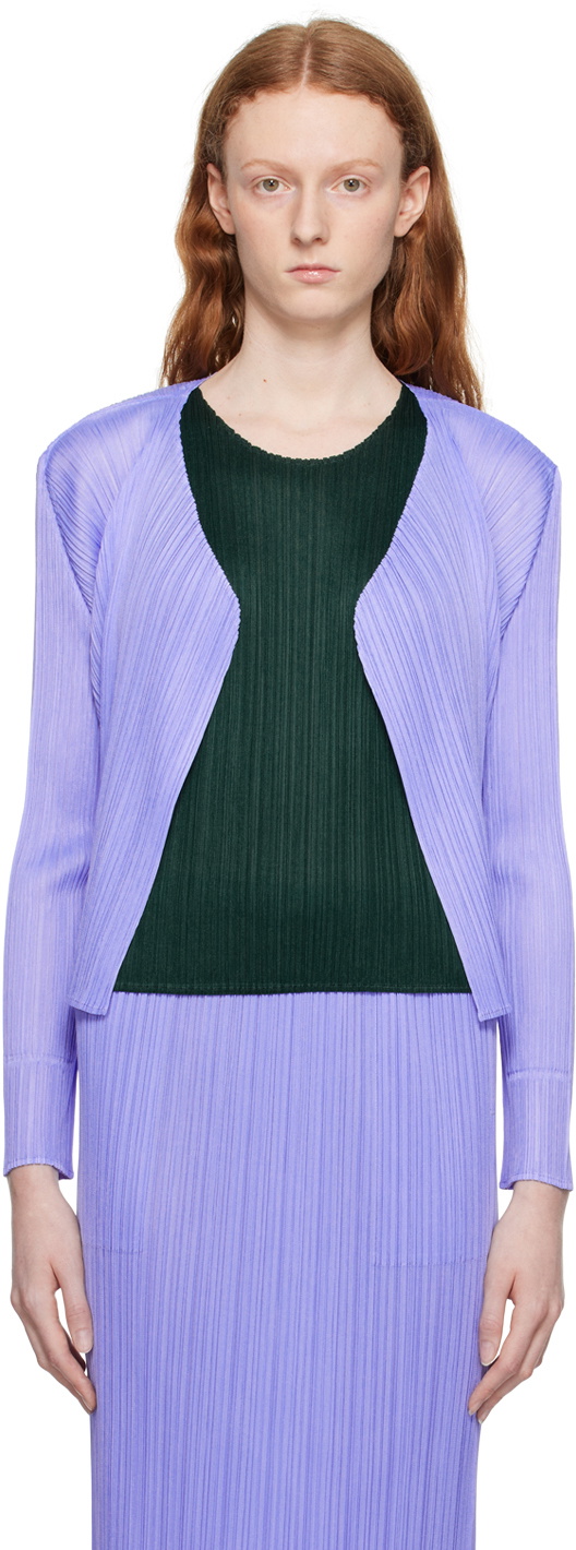 Pleats Please Issey Miyake Blue New Colorful Basics 3 Cardigan