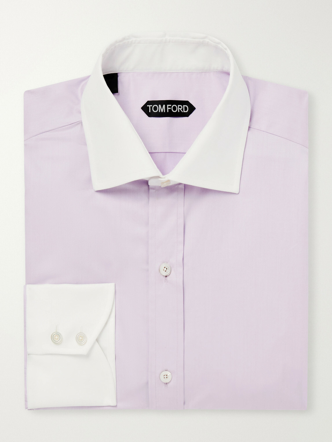 TOM FORD - Spread-Collar Cotton-Gabardine Shirt - Purple