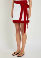 Liberowe Contrasting-trim Woven Mini Wrap Skirt White