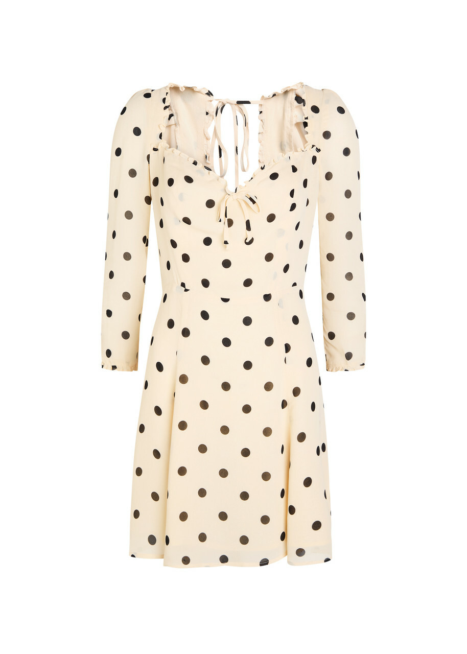 Reformation Remi Polka-dot Georgette Mini Dress White