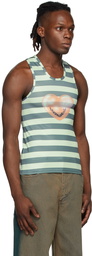 Mowalola Green Striped Love Me Tank Top