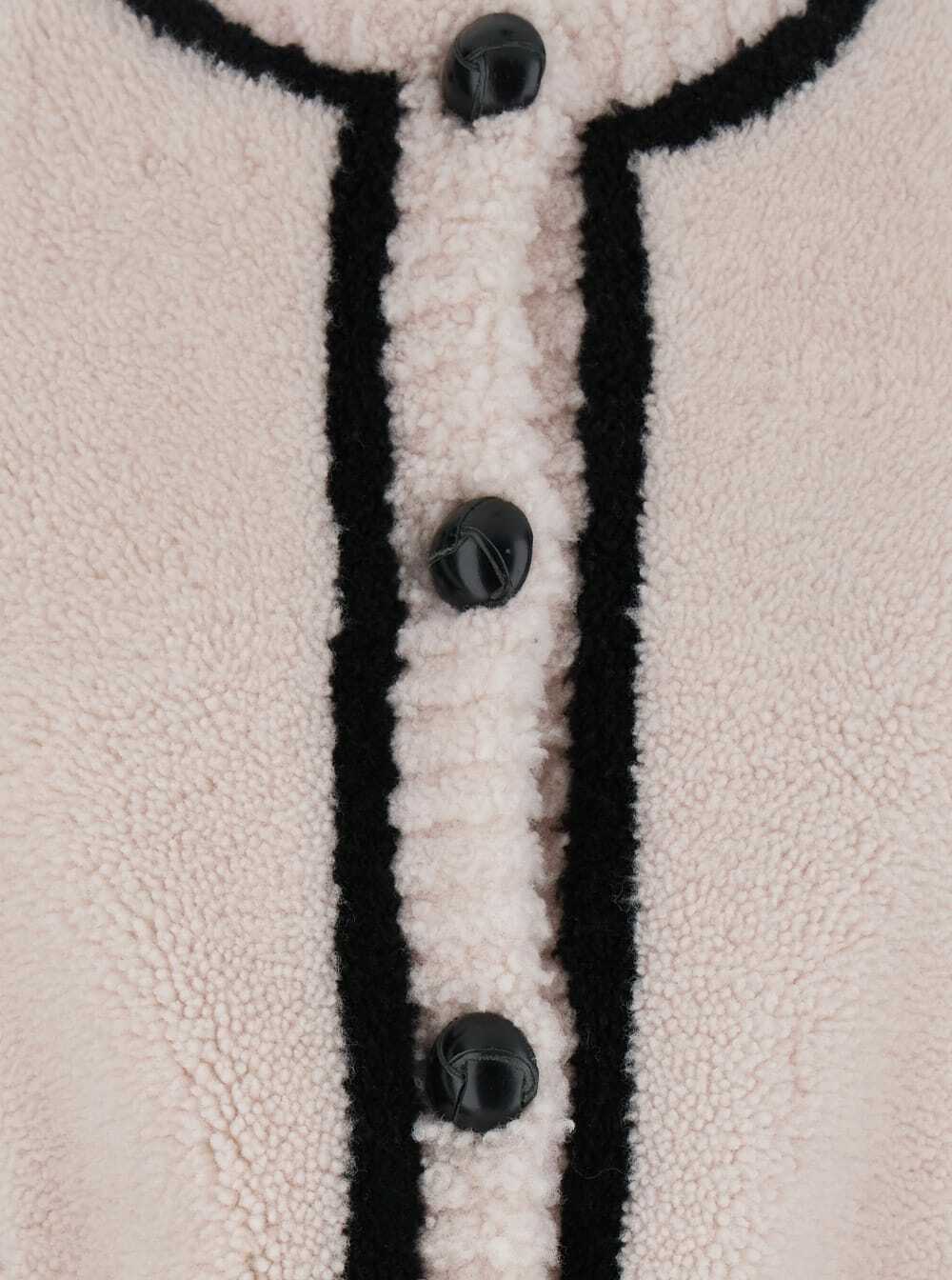 Blancha Black And White Crewneck Cardigan With Button Closure And Front Pockets In Fur Woman