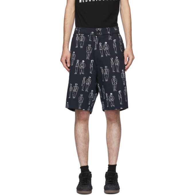 Photo: Moschino Navy Fantasy Print Suited Man Shorts