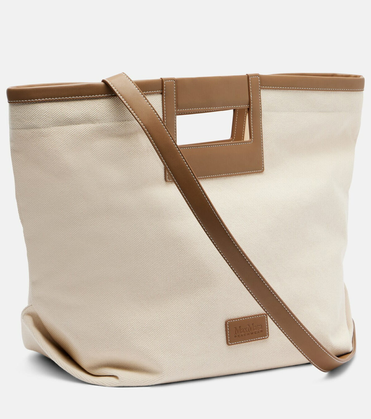 Max Mara Ecru Small canvas tote bag