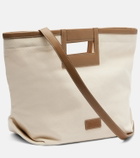 Max Mara Ecru Small canvas tote bag