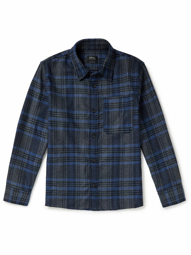 Photo: A.P.C. - Basile Wool-Blend Flannel Overshirt - Blue