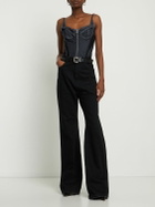 MUGLER - Denim Front Zip Corset Bodysuit