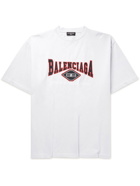 Balenciaga - Oversized Logo-Embroidered Cotton-Jersey T-Shirt - Neutrals