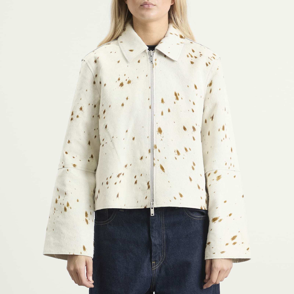 Samsøe Samsøe Women's Salylo Leather Jacket in Stray Dott