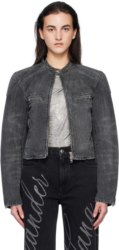 Photo: Alexander Wang Gray Crystal Hotfix Moto Denim Jacket