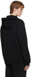 Lanvin Black Embroidered Logo Zip-Up Hoodie