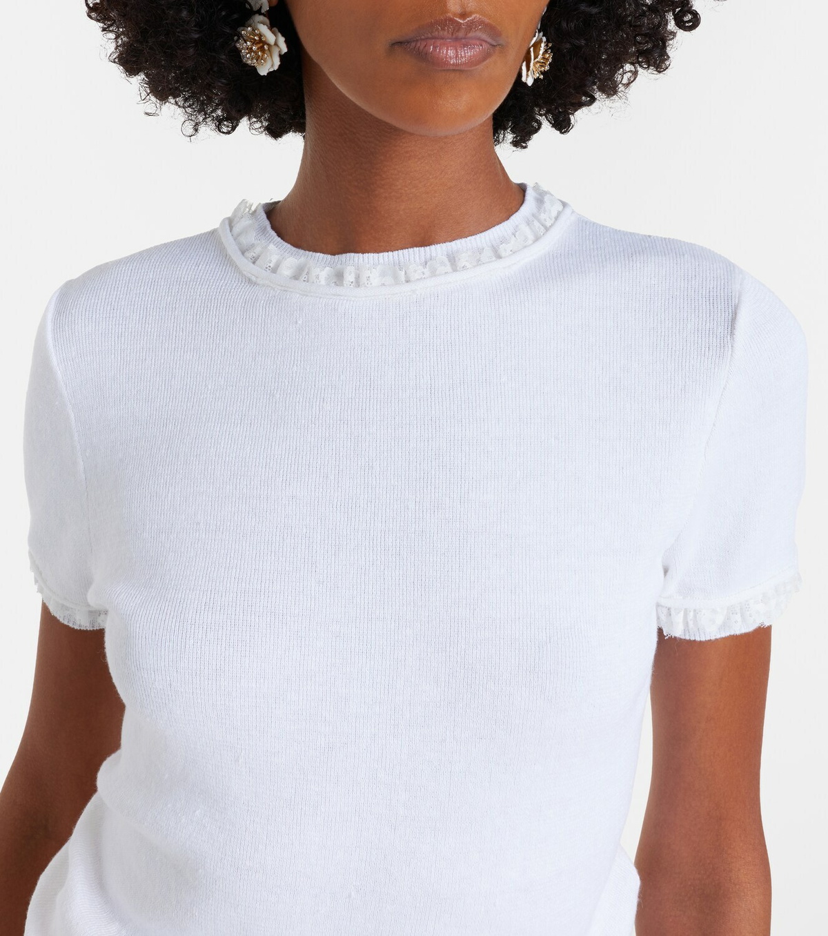 Shushu/Tong Lace-trimmed linen top