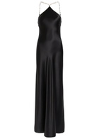Staud Cadence Faux Pearl-embellished Satin Maxi Dress Black