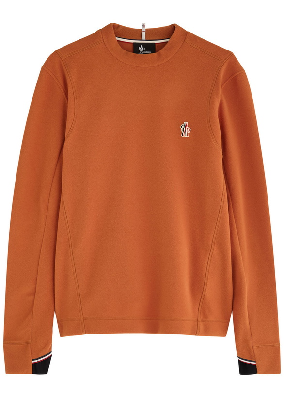 Photo: Moncler Grenoble Logo-embroidered Panelled Fleece top Orange