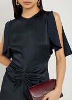 Victoria Beckham Isabella Gathered Satin Maxi Dress Navy
