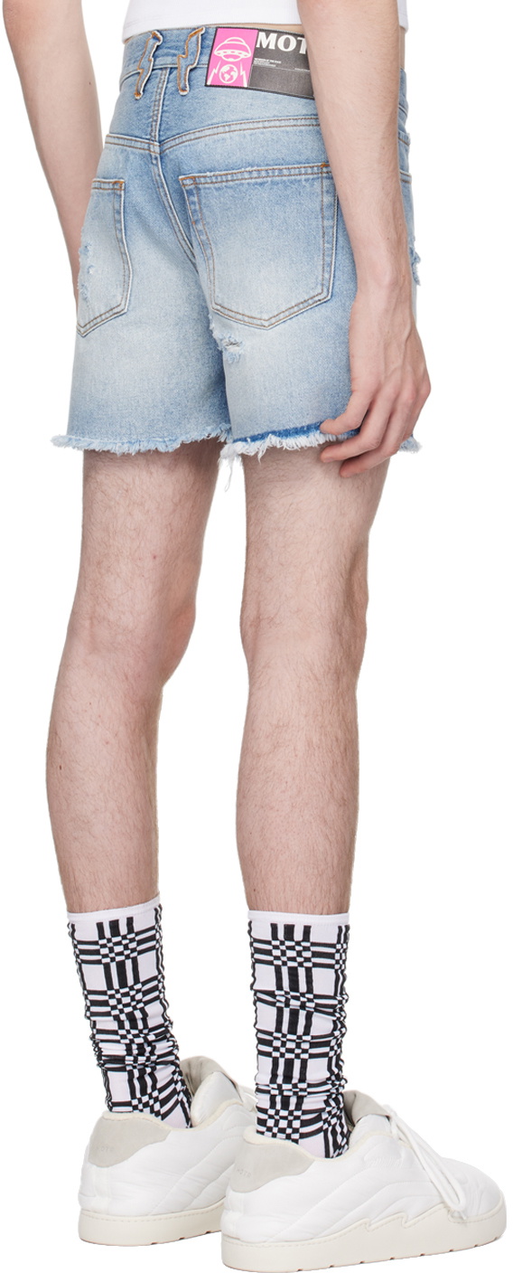 Members of the Rage Blue Distressed Denim Shorts