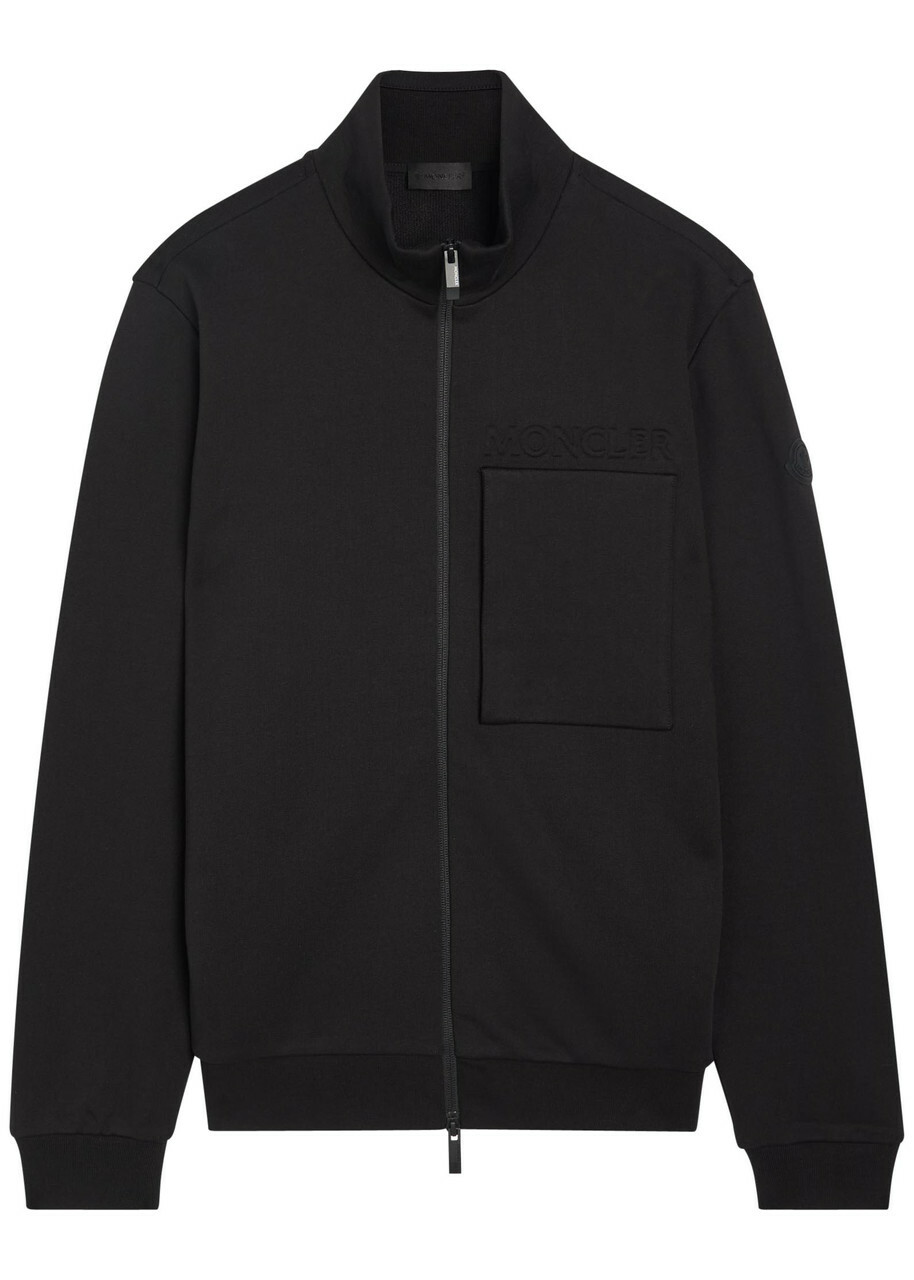 Moncler - Striped Grosgrain-Trimmed Jersey Zip-Up Track Jacket
