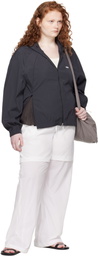 AMOMENTO Black Nylon Raglan Hooded Jacket