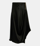 Loewe Chain-detail silk satin midi skirt