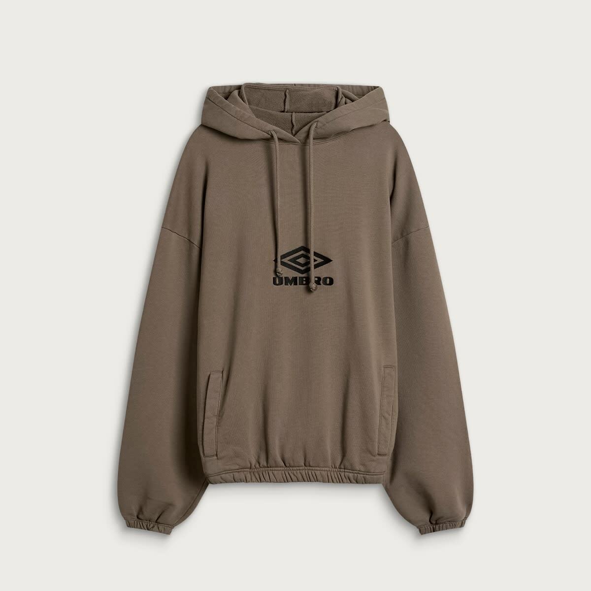Umbro by Slam Jam Men's Og Logo Mask Hoodie in Dark Greige